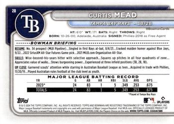 2024 Bowman #28 Curtis Mead Back