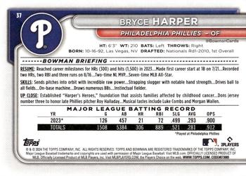 2024 Bowman #37 Bryce Harper Back