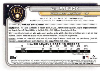 2024 Bowman #39 Sal Frelick Back