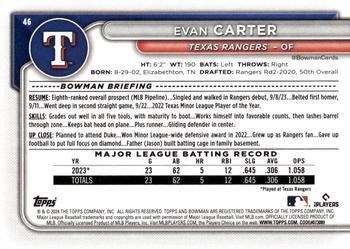2024 Bowman #46 Evan Carter Back