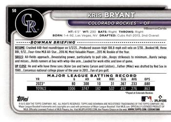 2024 Bowman #50 Kris Bryant Back