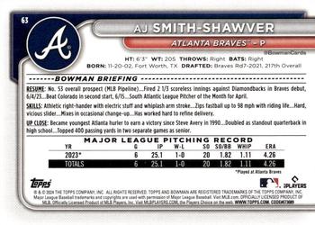 2024 Bowman #63 AJ Smith-Shawver Back