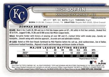 2024 Bowman #71 Nick Loftin Back