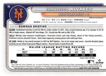 2024 Bowman #75 Francisco Alvarez Back