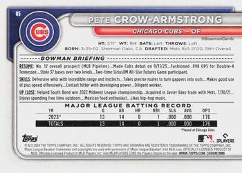 2024 Bowman #85 Pete Crow-Armstrong Back