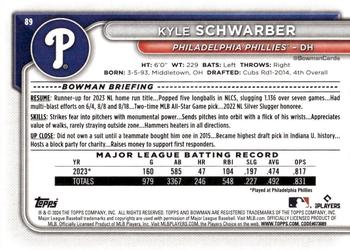 2024 Bowman #89 Kyle Schwarber Back