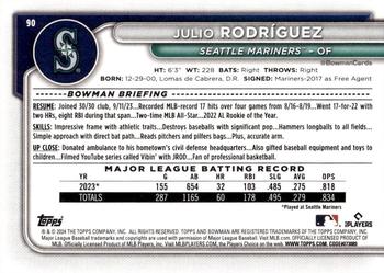 2024 Bowman #90 Julio Rodríguez Back