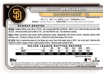 2024 Bowman #94 Manny Machado Back