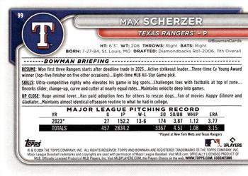 2024 Bowman #99 Max Scherzer Back