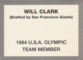 1985-90 1984 U.S.A. Olympic Team Member #NNO Will Clark Back