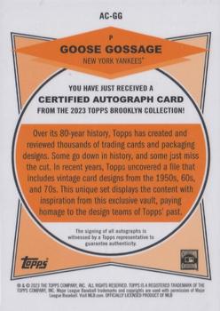 2023 Topps Brooklyn Collection - Autographs #AC-GG Goose Gossage Back