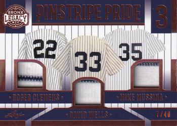 2023 Leaf A Bronx Legacy - Pinstripe Pride 3 Relics Bronze Holofoil #PP3-2 Roger Clemens / Mike Mussina / David Wells Front