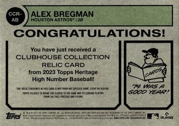 2023 Topps Heritage - Clubhouse Collection Relics High Number #CCR-AB Alex Bregman Back