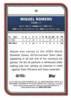 2023 Topps World Baseball Classic #12 Miguel Romero Back
