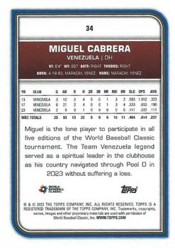 2023 Topps World Baseball Classic #34 Miguel Cabrera Back