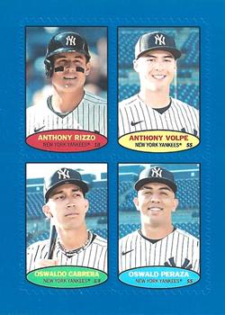 2023 Topps Heritage - 1974 Topps Stamps High Number Blue #74S-21 / 74S-22 / 74S-23 / 74S-24 Anthony Rizzo / Anthony Volpe / Oswaldo Cabrera / Oswald Peraza Front