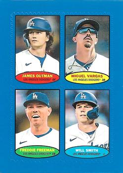 2023 Topps Heritage - 1974 Topps Stamps High Number Blue #74S-29 / 74S-30 / 74S-31 / 74S-32 James Outman / Miguel Vargas / Freddie Freeman / Will Smith Front