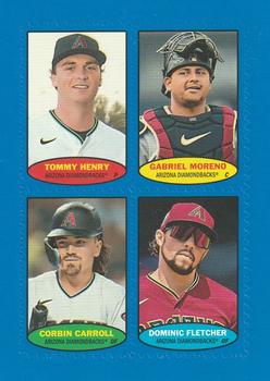 2023 Topps Heritage - 1974 Topps Stamps High Number Blue #74S-49 / 74S-50 / 74S-51 / 74S-52 Tommy Henry / Gabriel Moreno / Corbin Carroll / Dominic Fletcher Front
