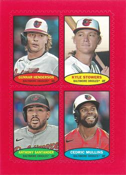 2023 Topps Heritage - 1974 Topps Stamps High Number Red #74S-5 / 74S-6 / 74S-7 / 74S-8 Gunnar Henderson / Kyle Stowers / Anthony Santander / Cedric Mullins Front