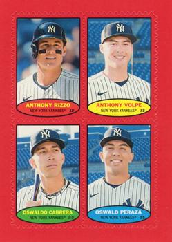 2023 Topps Heritage - 1974 Topps Stamps High Number Red #74S-21 / 74S-22 / 74S-23 / 74S-24 Anthony Rizzo / Anthony Volpe / Oswaldo Cabrera / Oswald Peraza Front