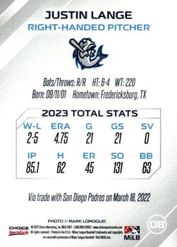 2023 Choice Tampa Tarpons #08 Justin Lange Back
