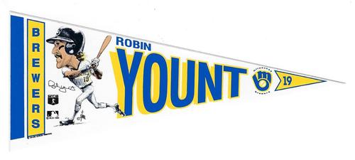 1990 Salem Screen Printers Mini Pennant Stickers #NNO Robin Yount Front