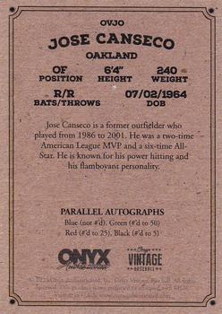 2023 Onyx Vintage Extended #OVJC Jose Canseco Back