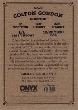 2023 Onyx Vintage Extended - Blue Signatures #OACG Colton Gordon Back