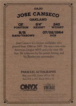 2023 Onyx Vintage Extended - Blue Signatures #OAJO Jose Canseco Back