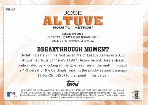 2017 Finest Finest Breakthroughs 5x7 #FB-JA Jose Altuve Back