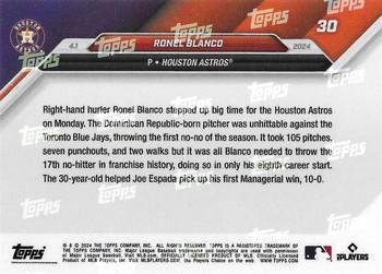 2024 Topps Now #30 Ronel Blanco Back