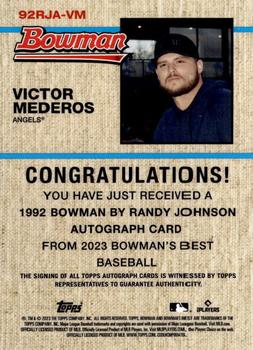 2023 Bowman's Best - 1992 Bowman by Randy Johnson Autographs Lava Refractors #92RJA-VM Victor Mederos Back