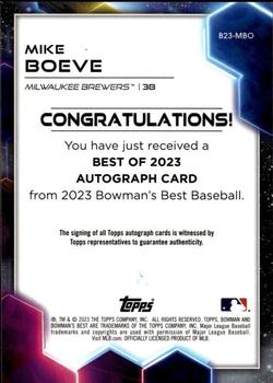 2023 Bowman's Best - Best of 2023 Autographs Green Refractors #B23-MBO Mike Boeve Back