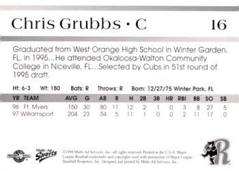 1998 Multi-Ad Rockford Cubbies #NNO Chris Grubbs Back