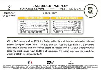 2024 Topps #2 San Diego Padres Back