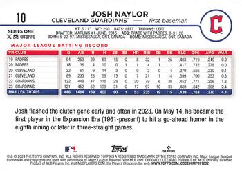 2024 Topps #10 Josh Naylor Back