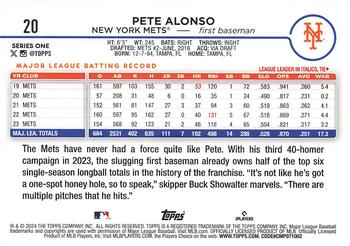 2024 Topps #20 Pete Alonso Back