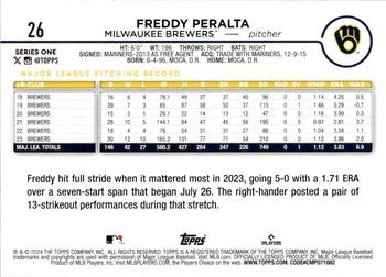 2024 Topps #26 Freddy Peralta Back