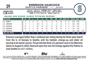 2024 Topps #39 Emerson Hancock Back