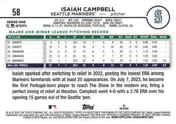 2024 Topps #58 Isaiah Campbell Back