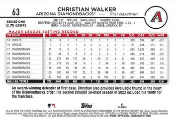 2024 Topps #63 Christian Walker Back
