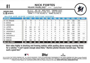 2024 Topps #81 Nick Fortes Back