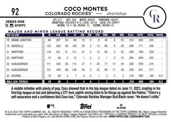 2024 Topps #92 Coco Montes Back