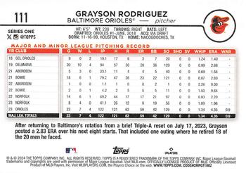 2024 Topps #111 Grayson Rodriguez Back