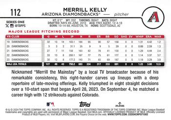 2024 Topps #112 Merrill Kelly Back