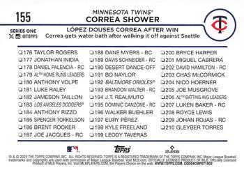 2024 Topps #155 Correa Shower: López Douses Correa After Win Back