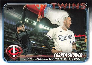 2024 Topps #155 Correa Shower: López Douses Correa After Win Front
