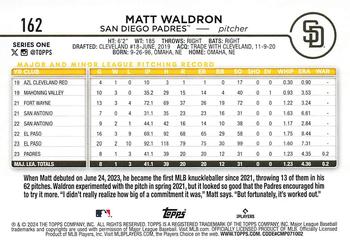 2024 Topps #162 Matt Waldron Back