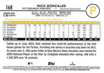 2024 Topps #168 Nick Gonzales Back