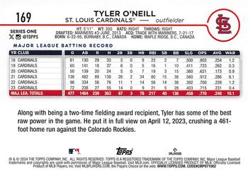 2024 Topps #169 Tyler O'Neill Back